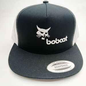 Bobcat Black and White Yupoong Snapback Flat Bill Hat